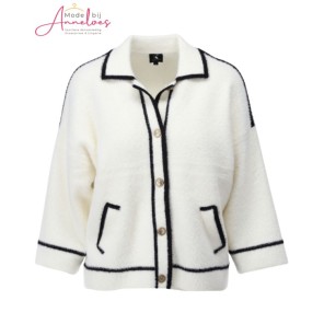 K-Design Vest B846 harig Off white Zwart